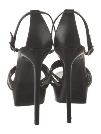 Saint Laurent Leather Chain-Link Accents T-Strap Sandals