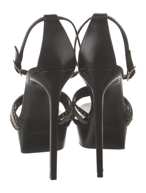 Saint Laurent Leather Chain-Link Accents T-Strap Sandals