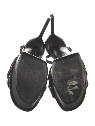 Saint Laurent Leather Chain-Link Accents T-Strap Sandals