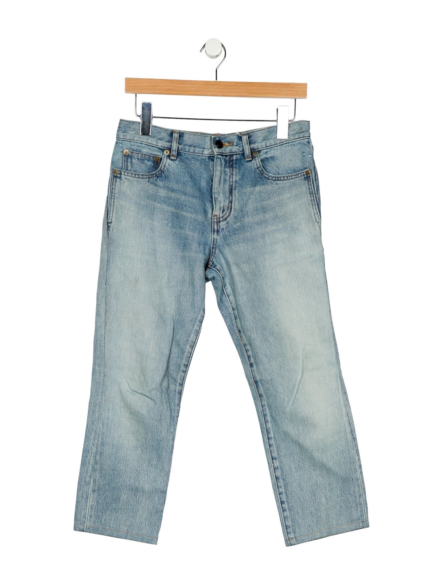 Saint Laurent Mid-Rise Straight Leg Jeans