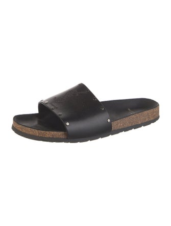 Saint Laurent Leather Studded Accents Slides
