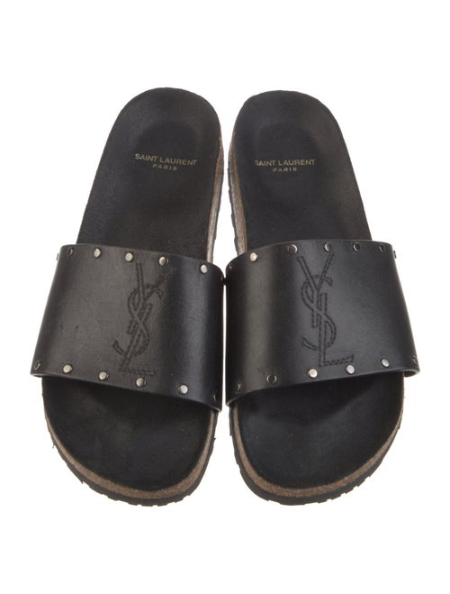 Saint Laurent Leather Studded Accents Slides