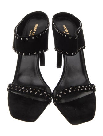 Saint Laurent Suede Studded Accents Slides