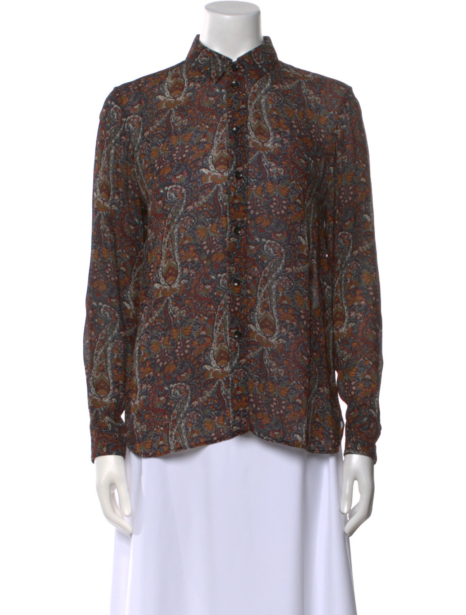 Saint Laurent Paisley Print Mock Neck Blouse