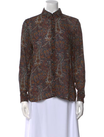 Saint Laurent Paisley Print Mock Neck Blouse