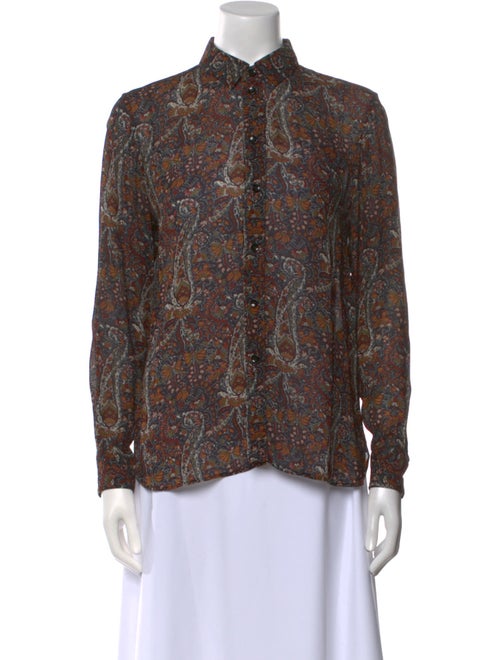 Saint Laurent Paisley Print Mock Neck Blouse