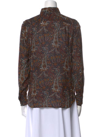 Saint Laurent Paisley Print Mock Neck Blouse