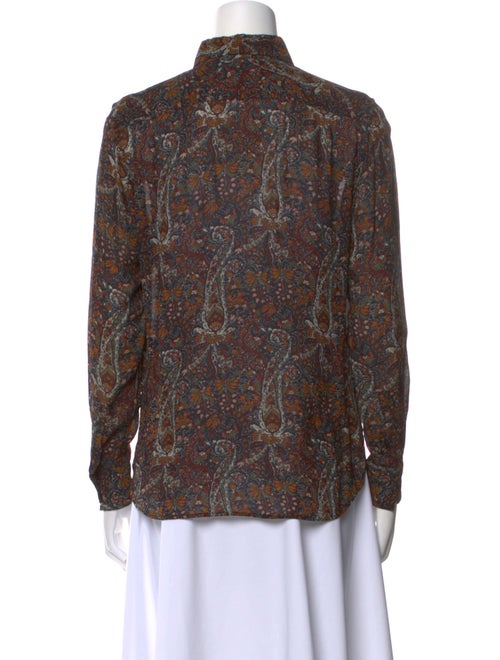 Saint Laurent Paisley Print Mock Neck Blouse