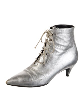 Saint Laurent Leather Lace-Up Boots