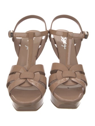 Saint Laurent Patent Leather T-Strap Sandals