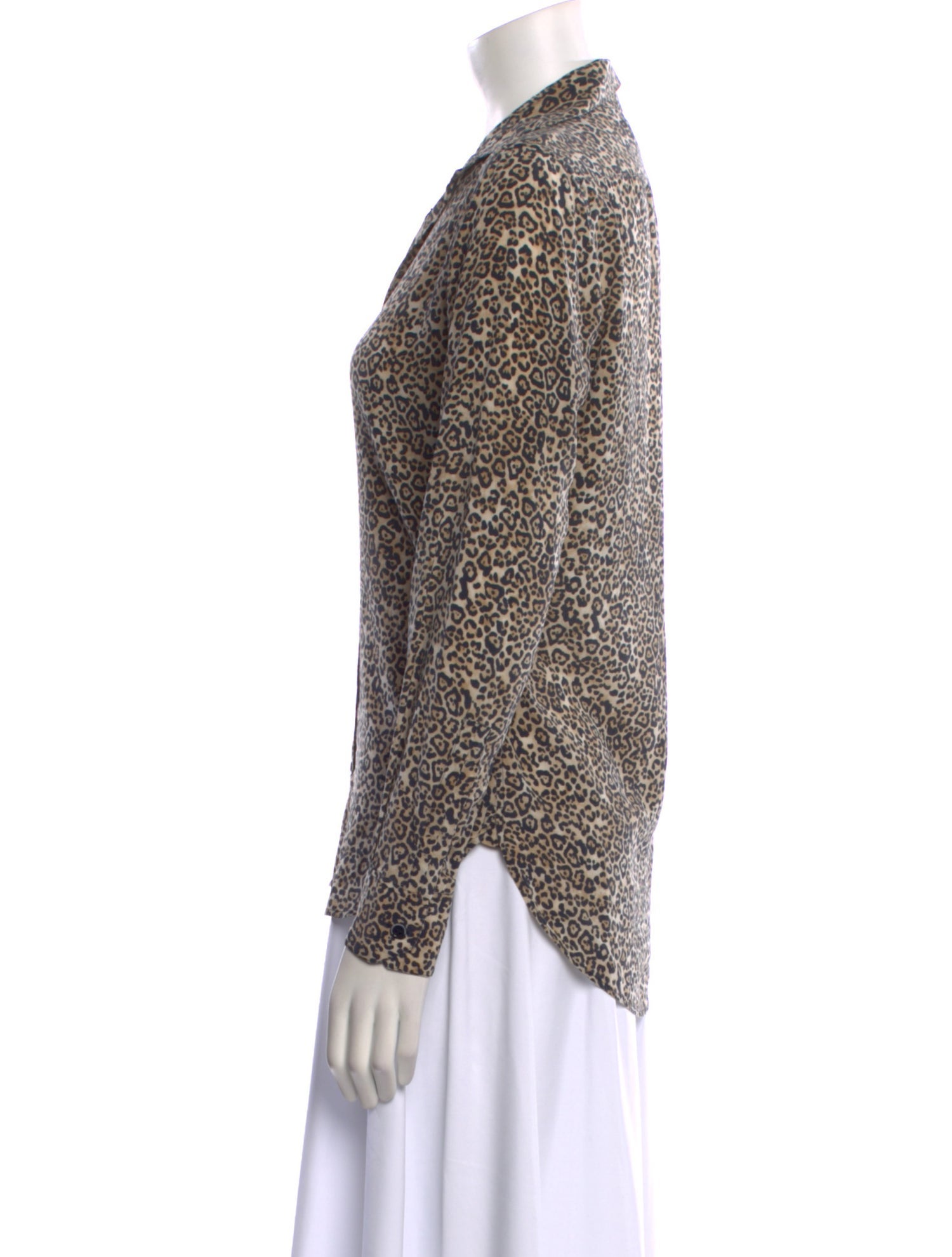 Saint Laurent Silk Animal Print Button-Up Top