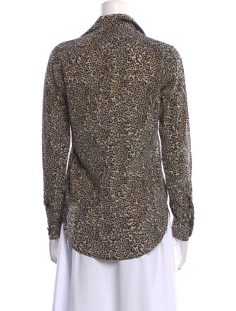 Saint Laurent Silk Animal Print Button-Up Top