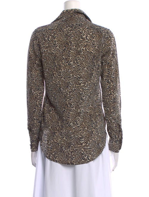 Saint Laurent Silk Animal Print Button-Up Top
