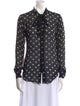 Saint Laurent Silk Polka Dot Print Button-Up Top