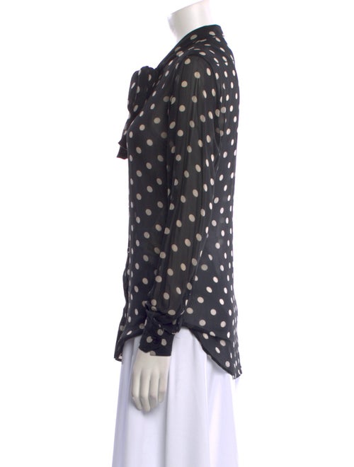 Saint Laurent Silk Polka Dot Print Button-Up Top