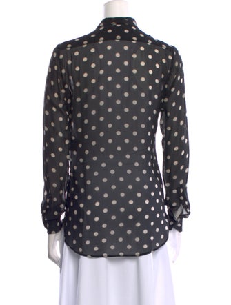 Saint Laurent Silk Polka Dot Print Button-Up Top