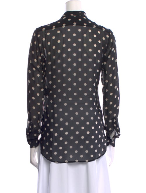 Saint Laurent Silk Polka Dot Print Button-Up Top