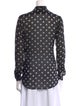 Saint Laurent Silk Polka Dot Print Button-Up Top