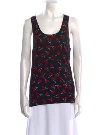 Saint Laurent Printed Scoop Neck Top