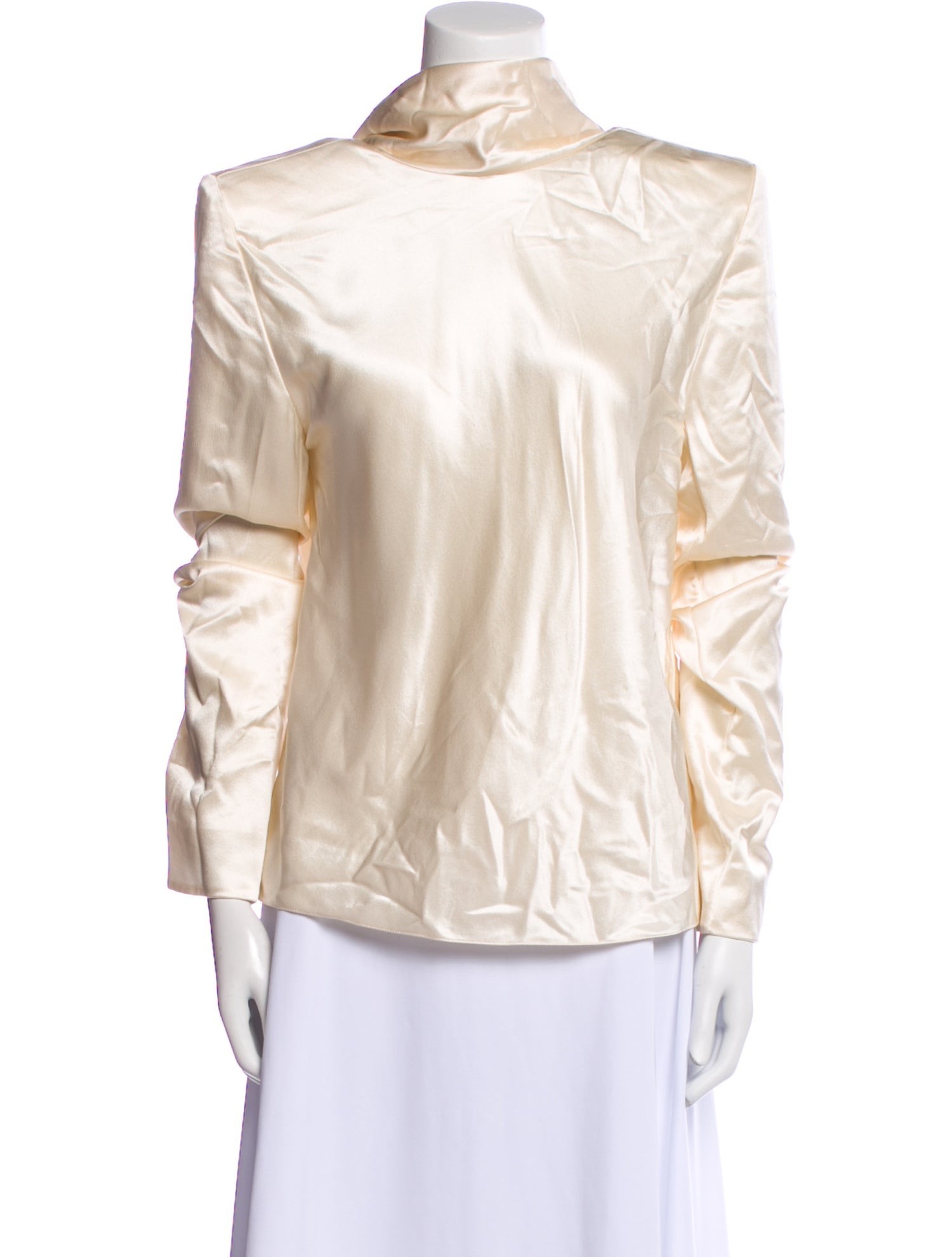 Saint Laurent Silk Turtleneck Button-Up Top w/ Tags