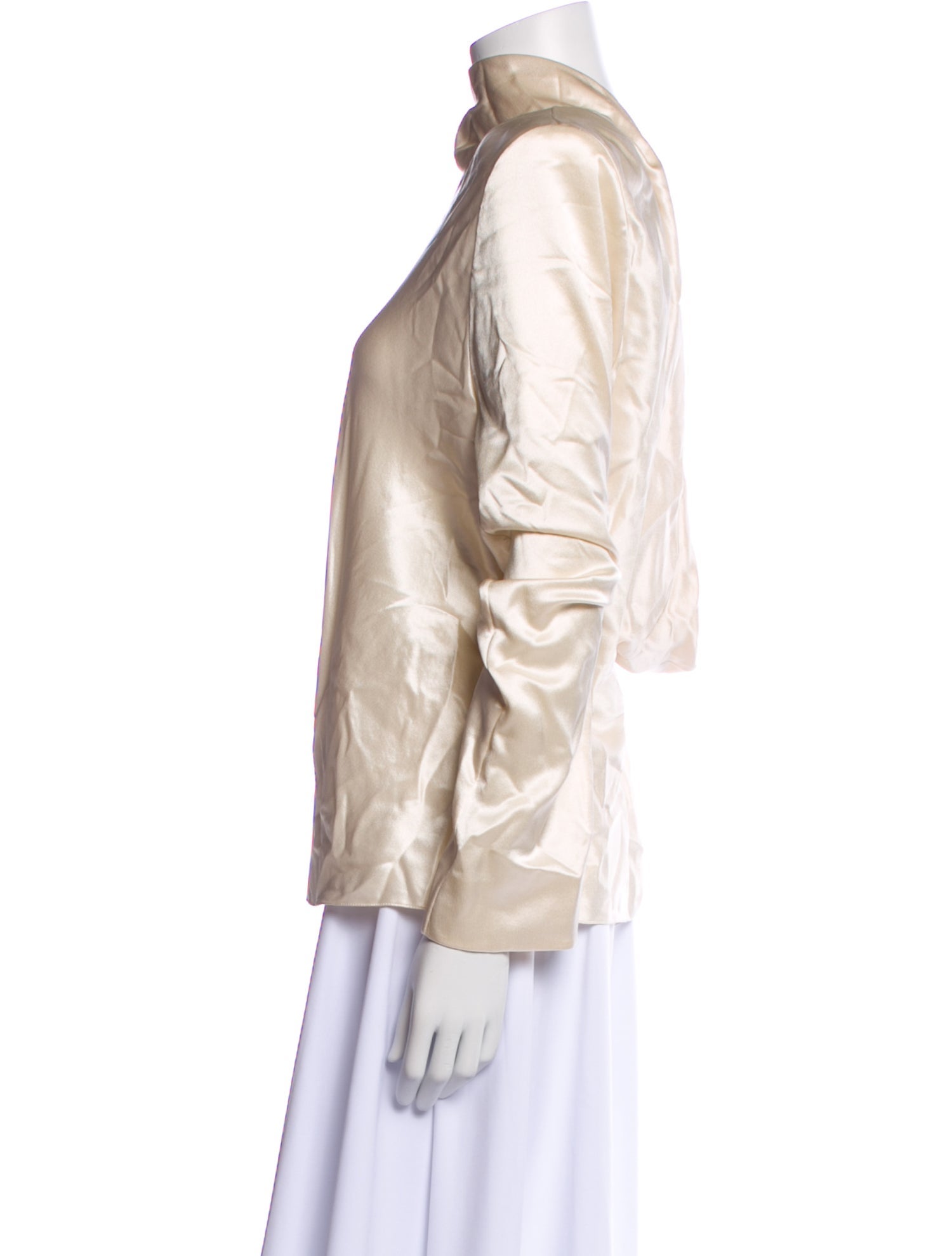 Saint Laurent Silk Turtleneck Button-Up Top w/ Tags