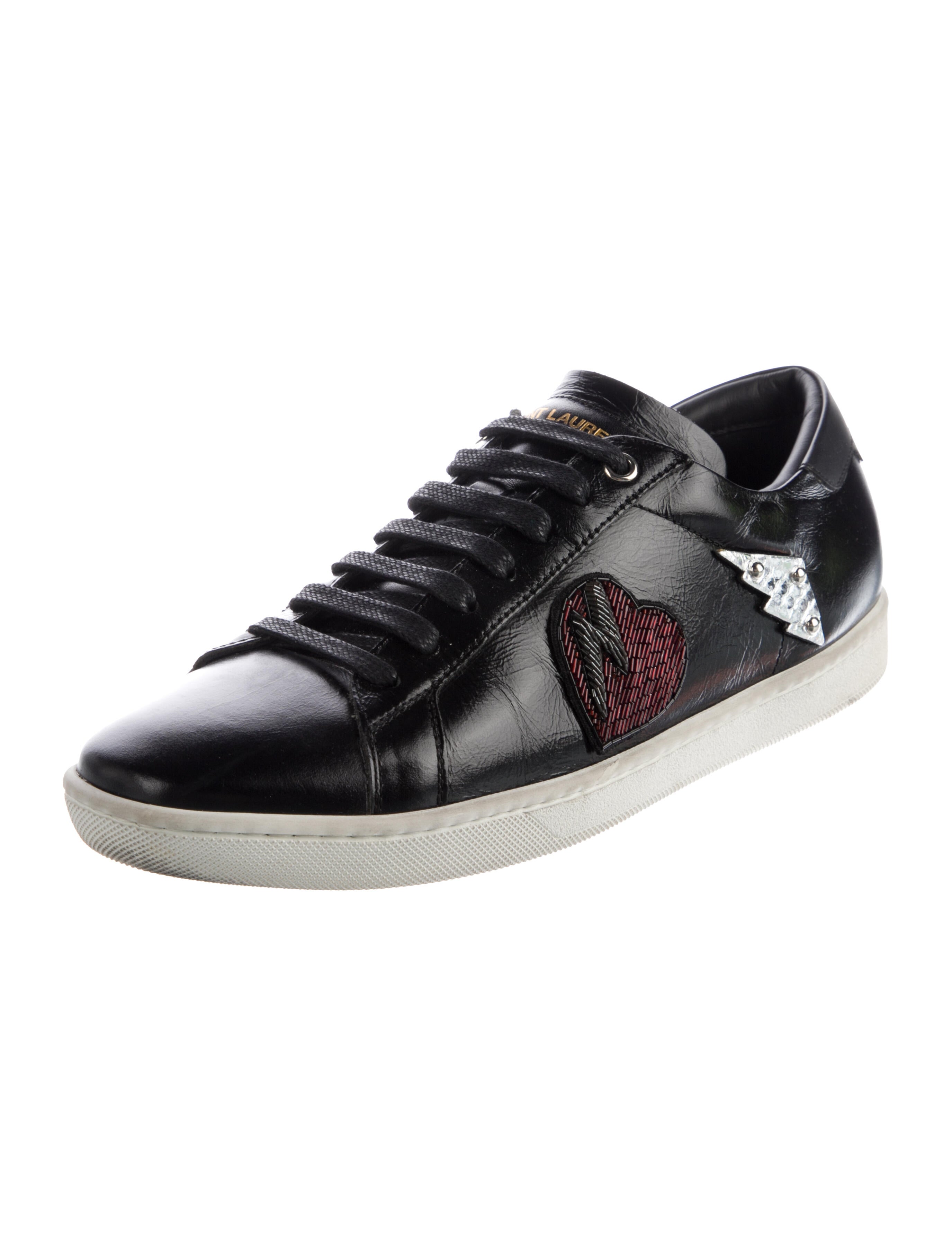 Saint Laurent Leather Studded Accents Sneakers