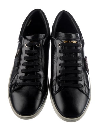 Saint Laurent Leather Studded Accents Sneakers