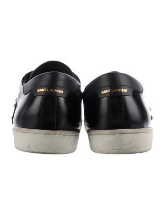 Saint Laurent Leather Studded Accents Sneakers