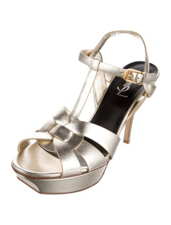 Saint Laurent Leather T-Strap Sandals