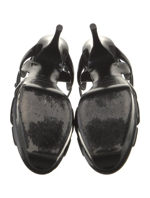 Saint Laurent Patent Leather Cutout Accent T-Strap Sandals