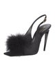 Saint Laurent Satin Feather Trim Slingback Pumps