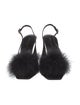 Saint Laurent Satin Feather Trim Slingback Pumps