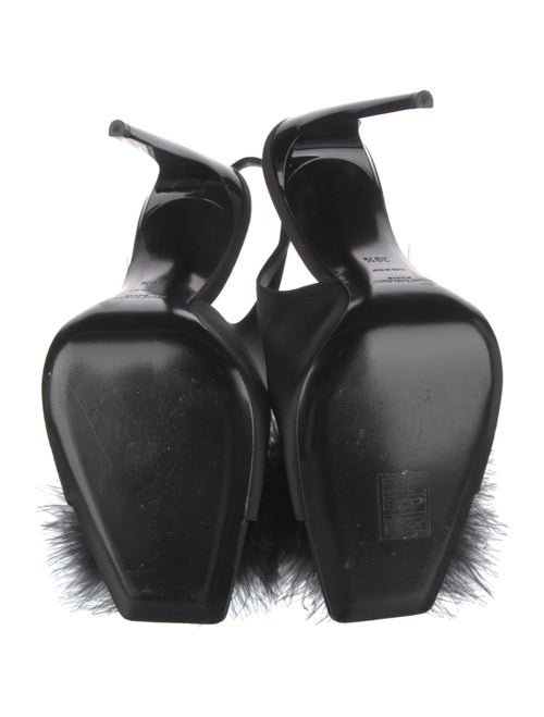 Saint Laurent Satin Feather Trim Slingback Pumps