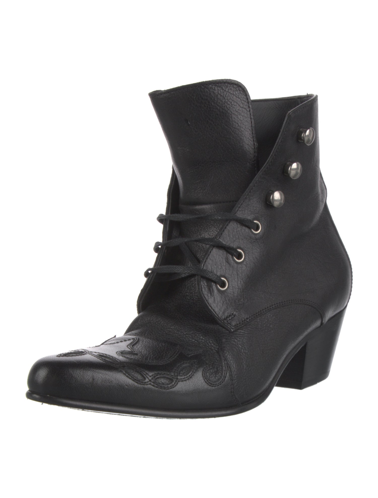 Saint Laurent Leather Lace-Up Boots