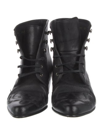 Saint Laurent Leather Lace-Up Boots