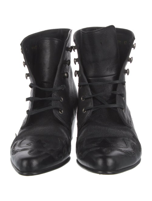Saint Laurent Leather Lace-Up Boots