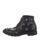 Saint Laurent Leather Studded Accents Combat Boots
