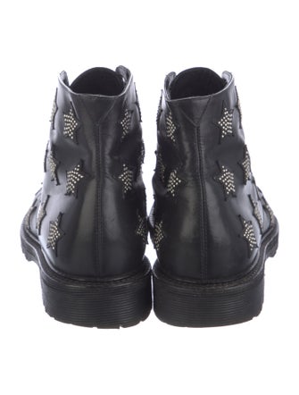 Saint Laurent Leather Studded Accents Combat Boots