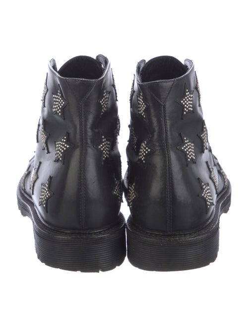 Saint Laurent Leather Studded Accents Combat Boots