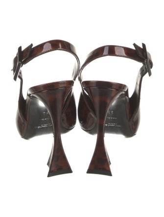 Saint Laurent Patent Leather Animal Print Slingback Pumps