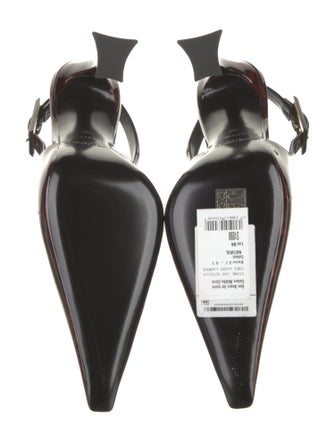 Saint Laurent Patent Leather Animal Print Slingback Pumps