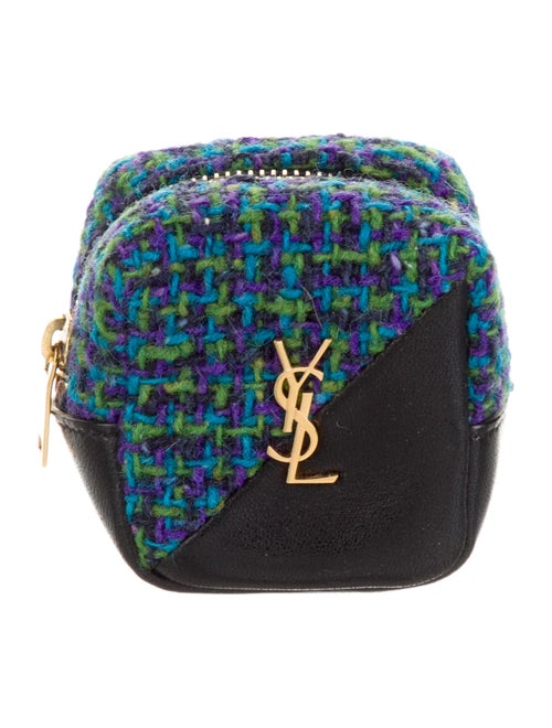 Saint Laurent Leather & Tweed Cube Keyring