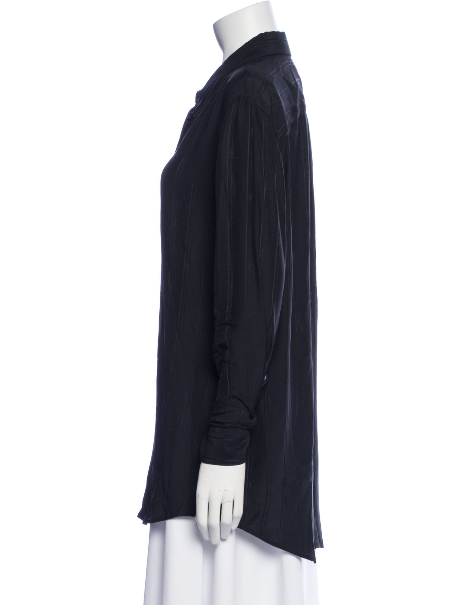 Saint Laurent Silk V-Neck Button-Up Top