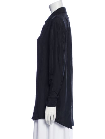 Saint Laurent Silk V-Neck Button-Up Top