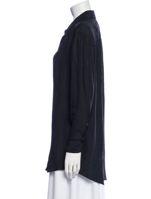 Saint Laurent Silk V-Neck Button-Up Top