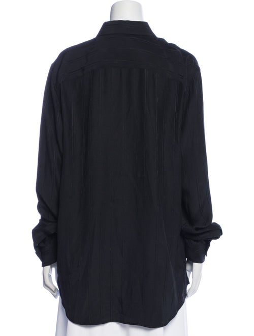 Saint Laurent Silk V-Neck Button-Up Top