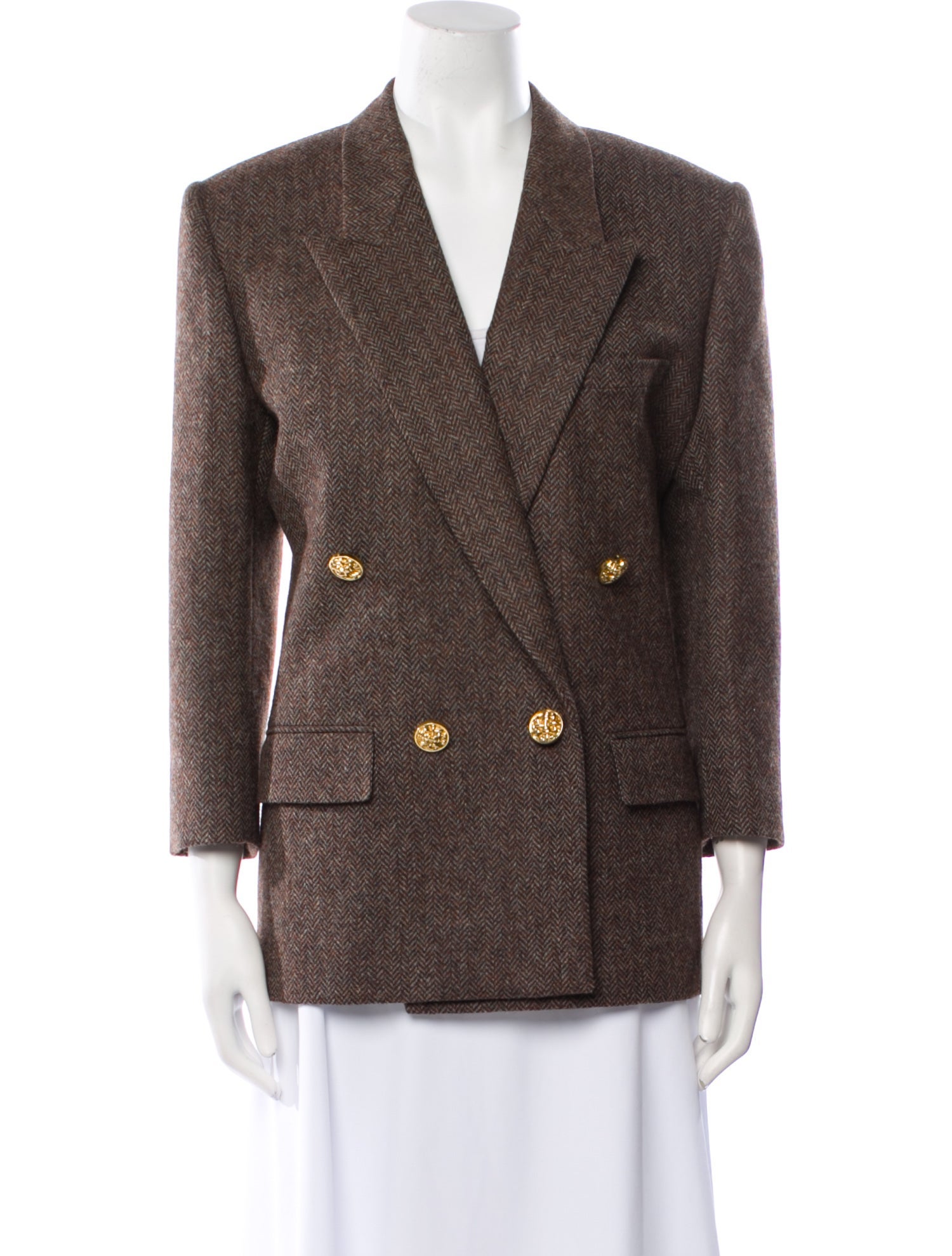 Saint Laurent Wool Plaid Print Blazer