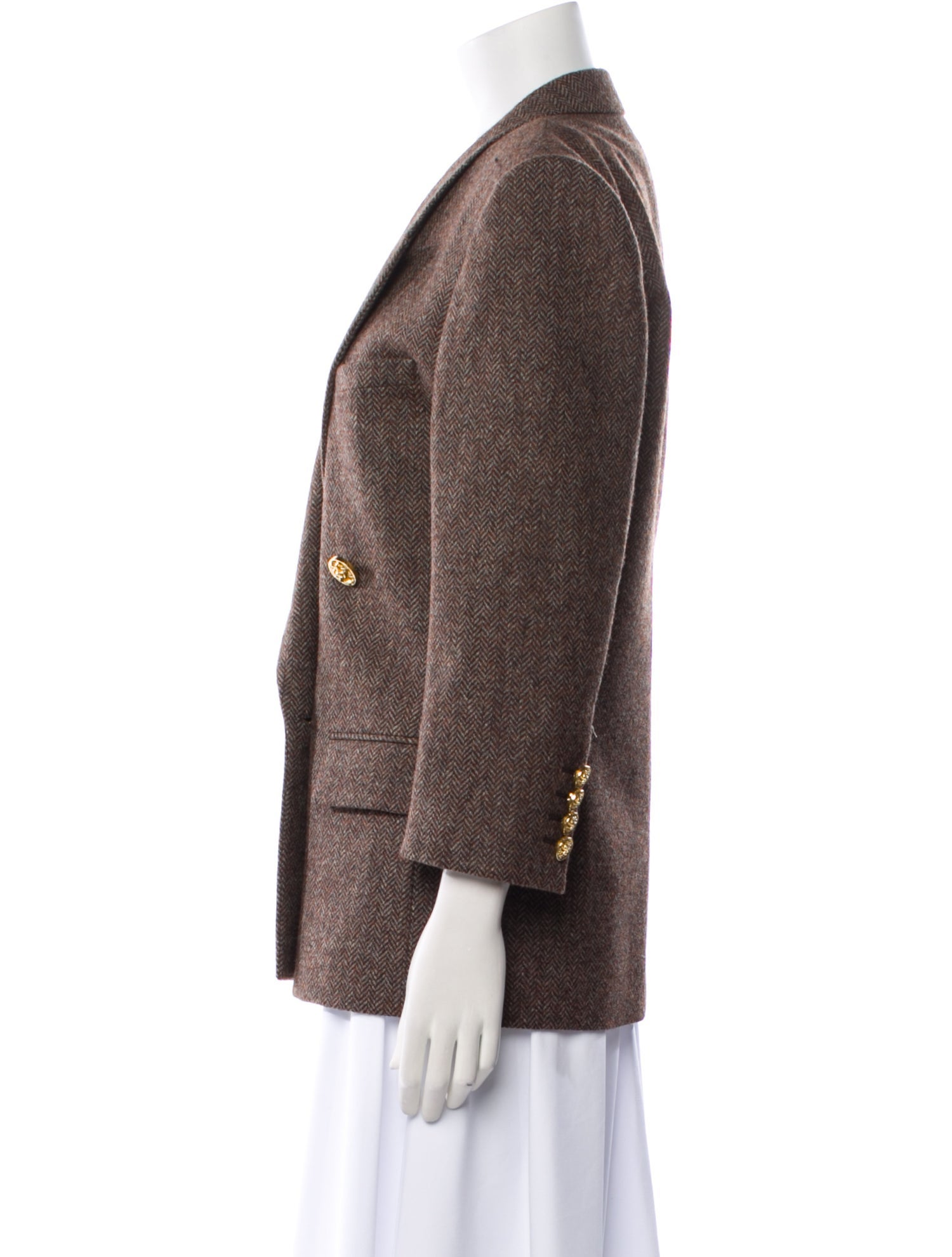 Saint Laurent Wool Plaid Print Blazer