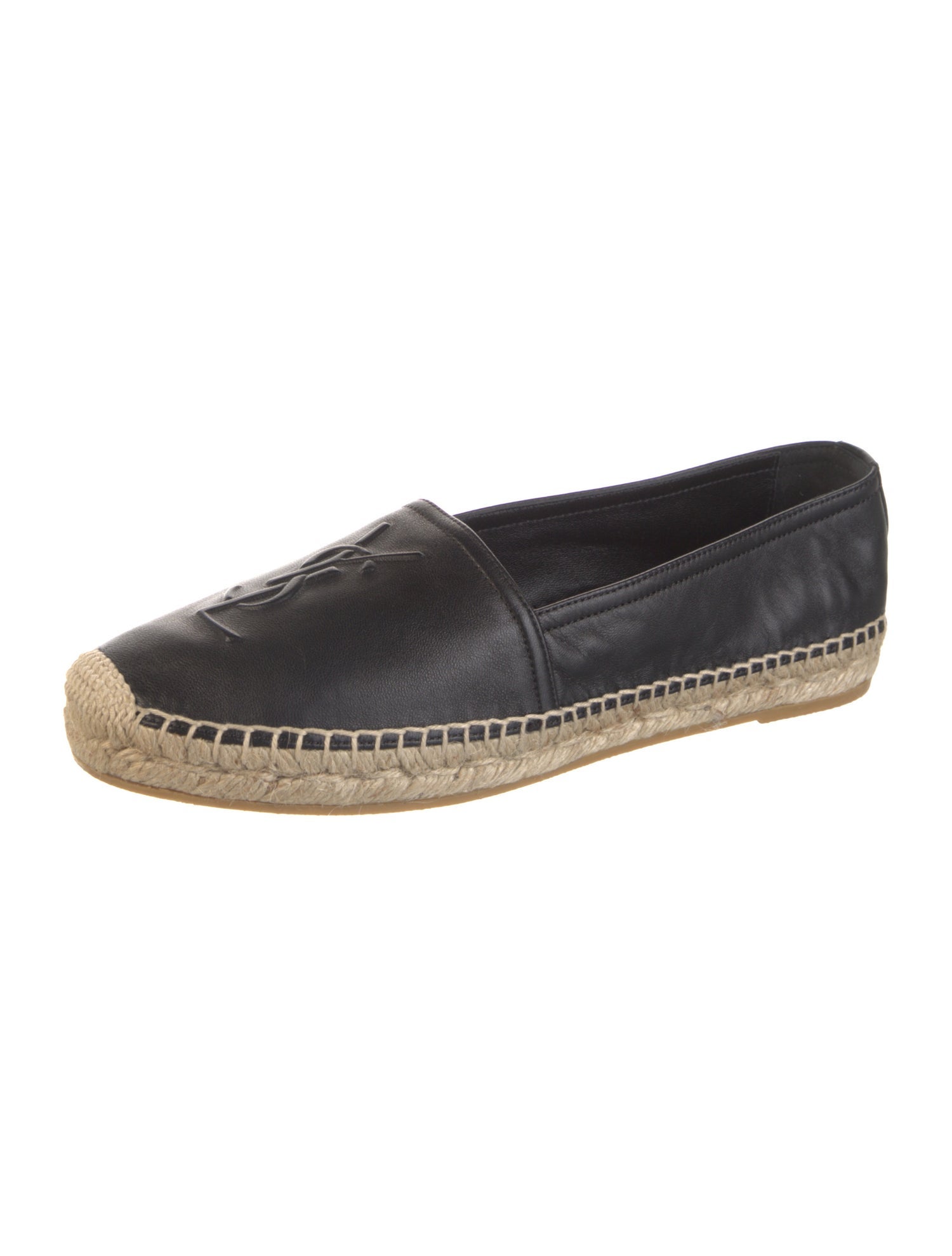 Saint Laurent Leather Whipstitch Trim Espadrilles w/ Tags