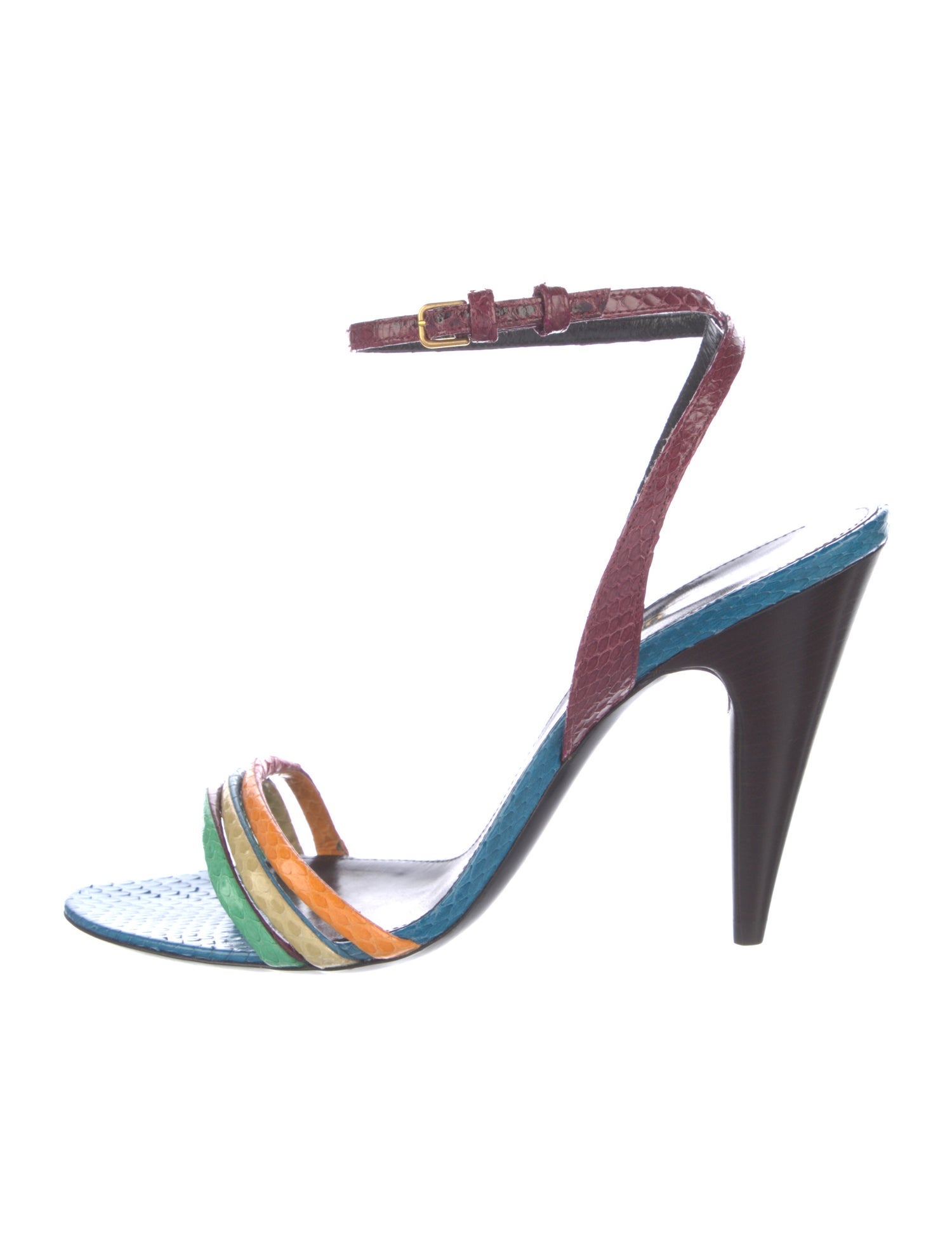 Saint Laurent Snakeskin Colorblock Pattern Sandals